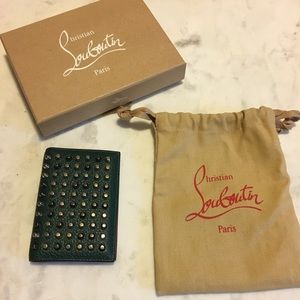 Christian Louboutin Green Bi Fold Leather Wallet